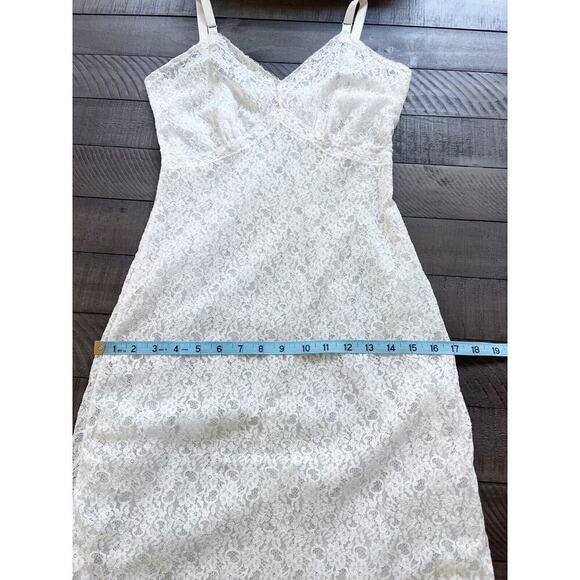 Vintage 50s BEAUTY Dress SLIP Nylon FULL IVORY LACE Lace 32 34 XS S Lingerie - Picture 11 of 15